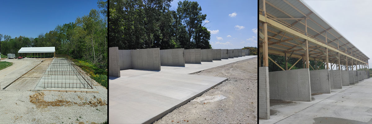 construction of concrete stalls